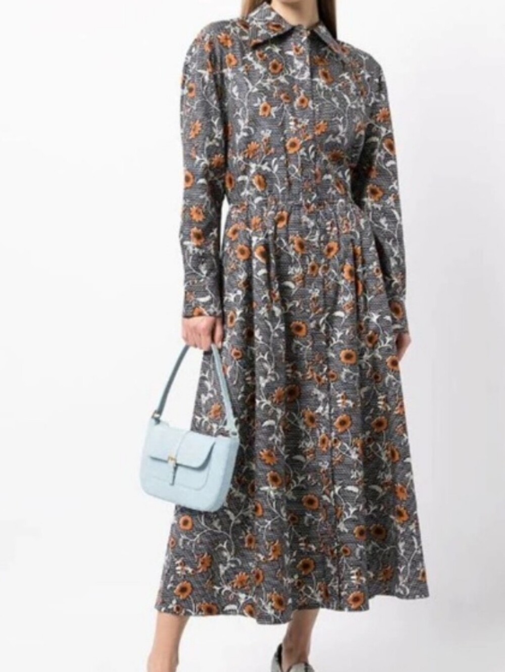 TORY BURCH ELEANOR FLORAL SILK TAFFETA SHIRT DRESS